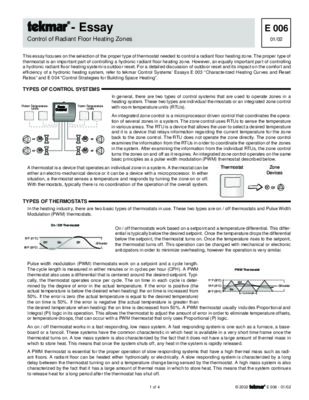 White Paper - Control of Radiant Floor Zones (Jan 2002 - Present)