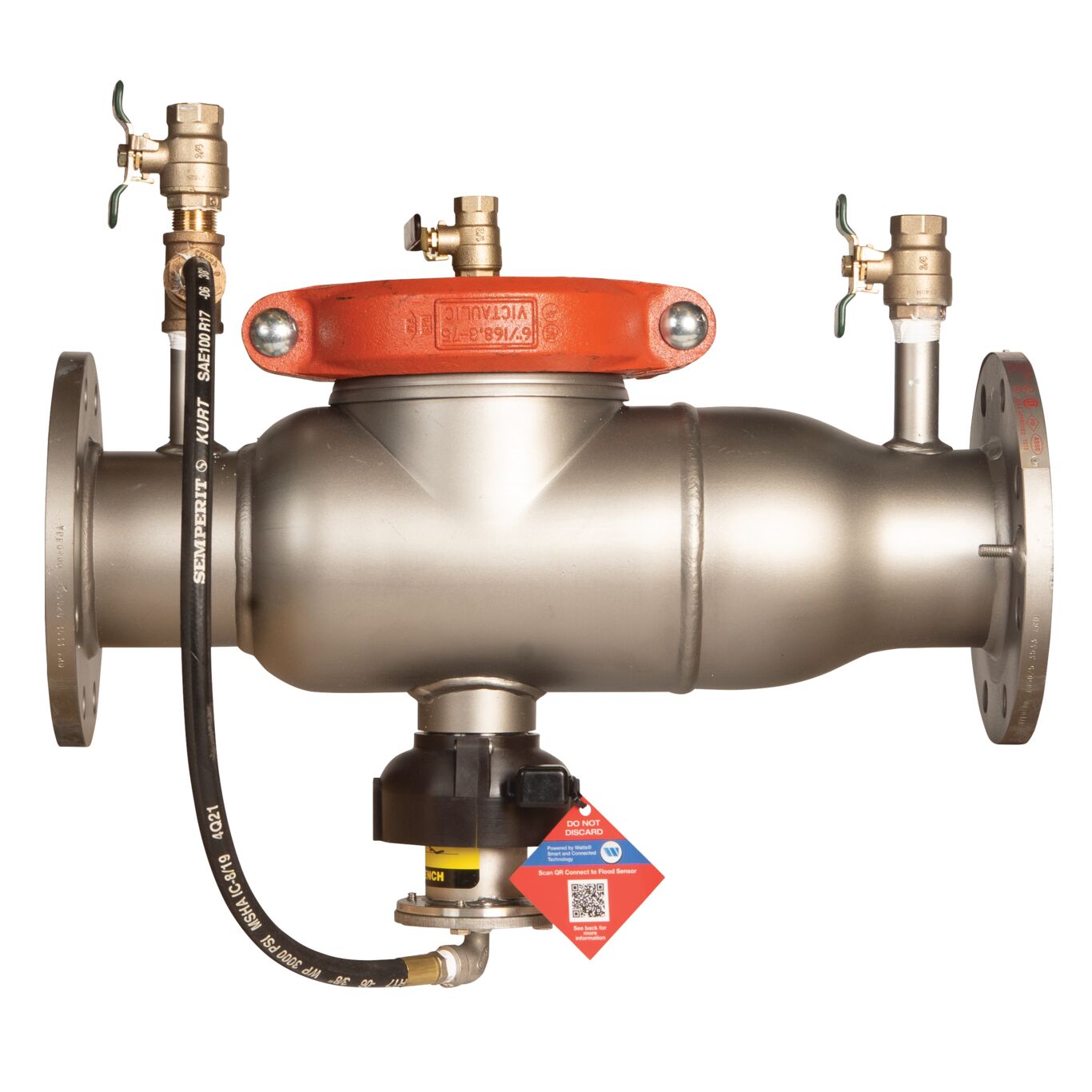 Reduced Pressure Zone Assembly Backflow Preventer, Stainless Steel, Less Shutoffs and Flood Sensor